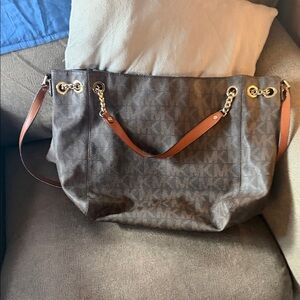 Michael Kors Signature Brown Tote with Gold Accents